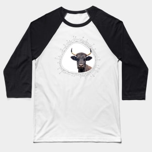 Cow Farm Animal Portrait Peekaboo Baseball T-Shirt